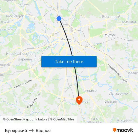 Бутырский to Видное map