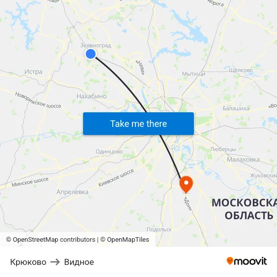 Крюково to Видное map