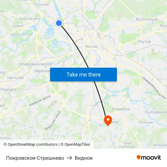 Покровское-Стрешнево to Видное map