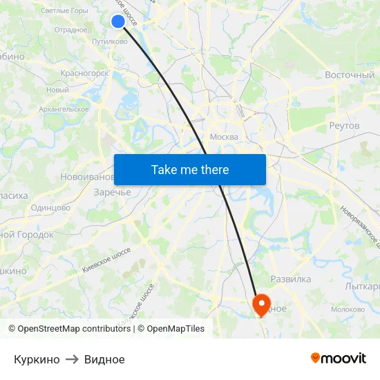 Куркино to Видное map
