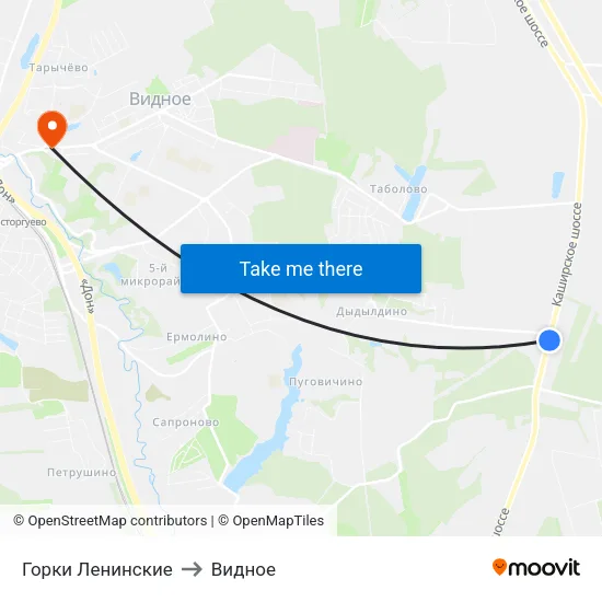 Горки Ленинские to Видное map