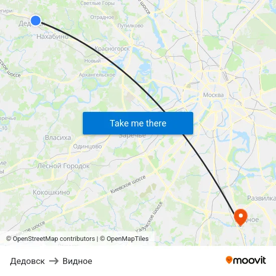 Дедовск to Видное map