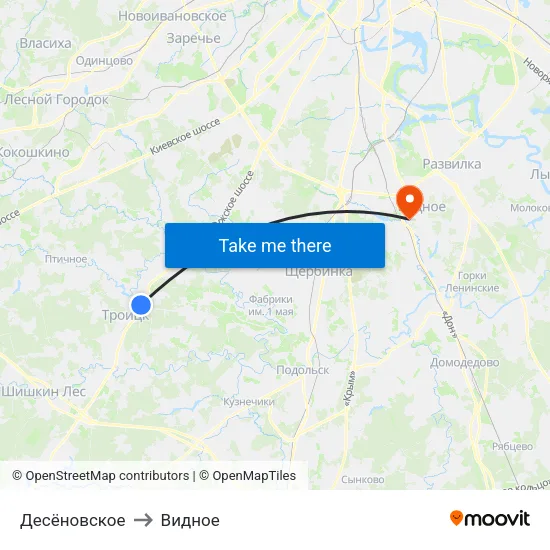 Десёновское to Видное map