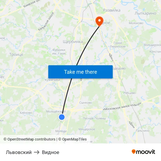 Львовский to Видное map