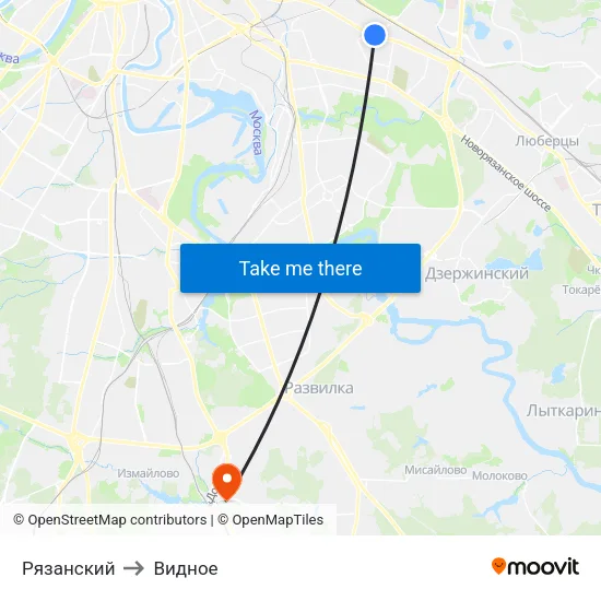 Рязанский to Видное map