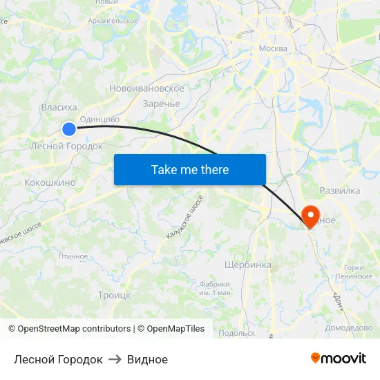 Лесной Городок to Видное map