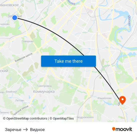 Заречье to Видное map
