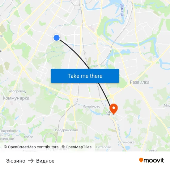 Зюзино to Видное map