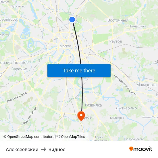 Алексеевский to Видное map