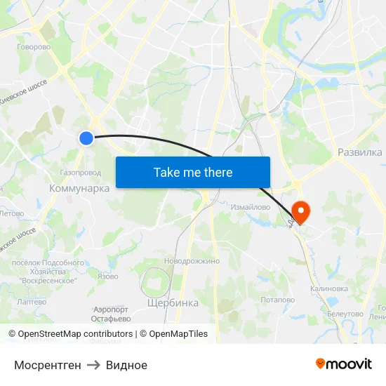 Мосрентген to Видное map