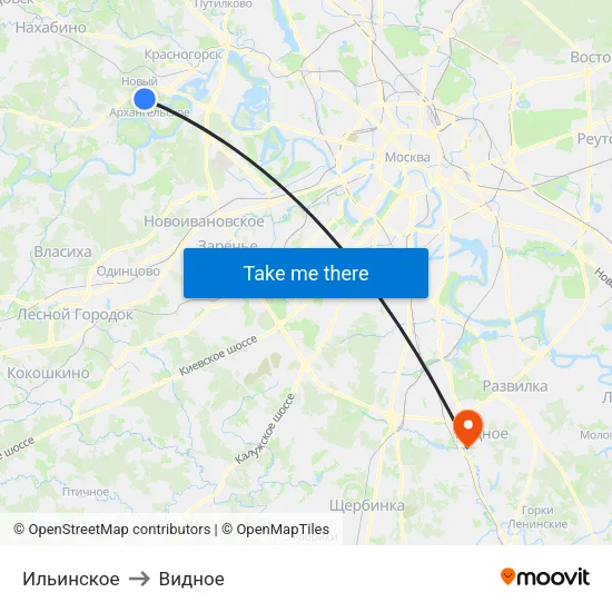 Ильинское to Видное map