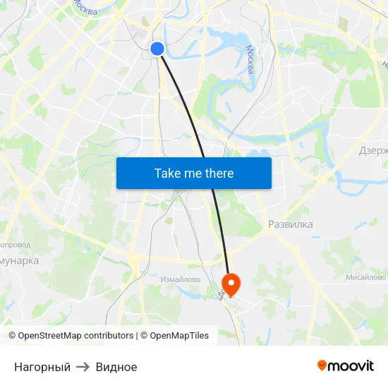 Нагорный to Видное map