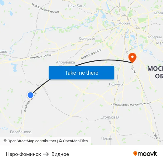 Наро-Фоминск to Видное map