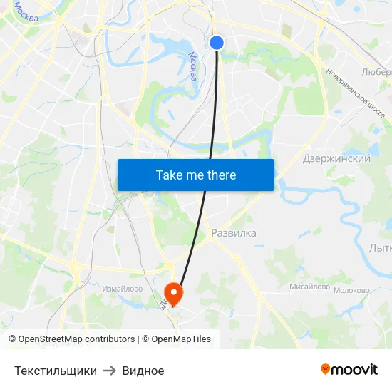Текстильщики to Видное map