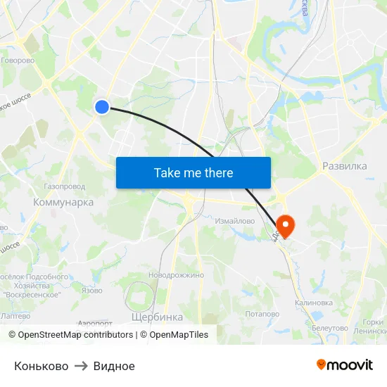 Коньково to Видное map