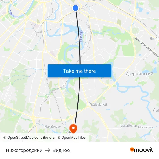 Нижегородский to Видное map