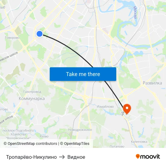 Тропарёво-Никулино to Видное map