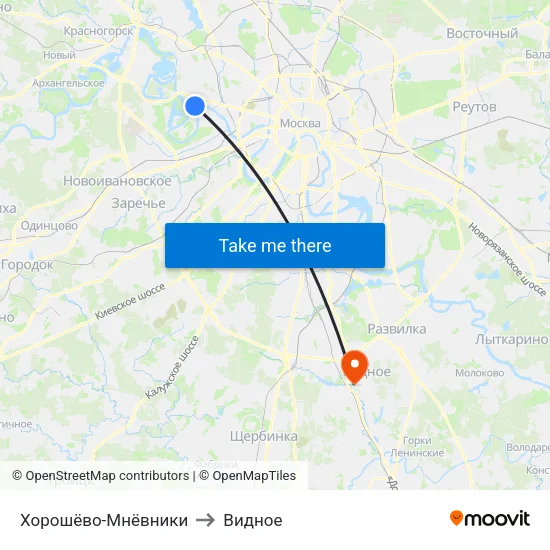 Хорошёво-Мнёвники to Видное map