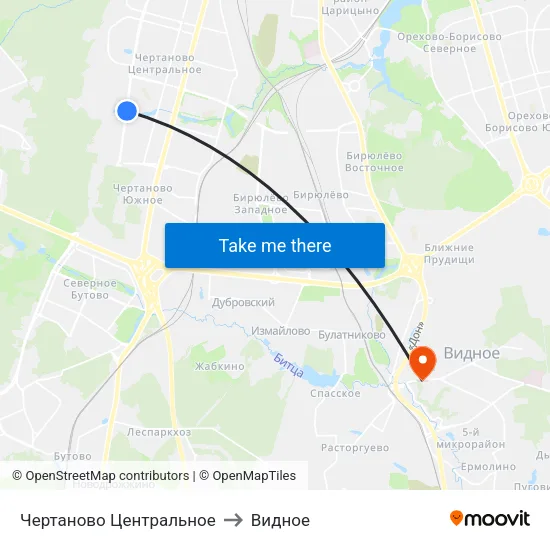 Чертаново Центральное to Видное map