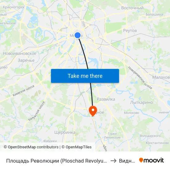 Площадь Революции (Ploschad Revolyutsii) to Видное map