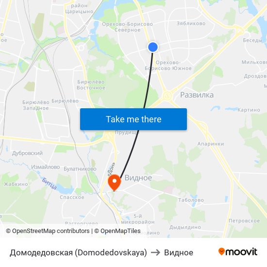 Домодедовская (Domodedovskaya) to Видное map