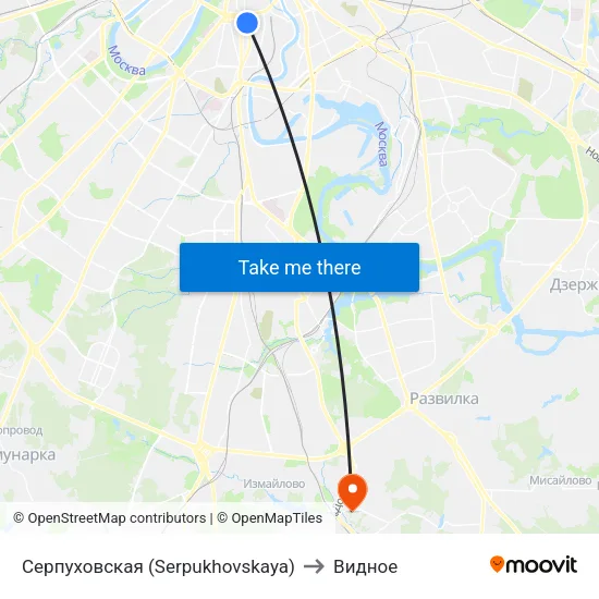 Серпуховская (Serpukhovskaya) to Видное map
