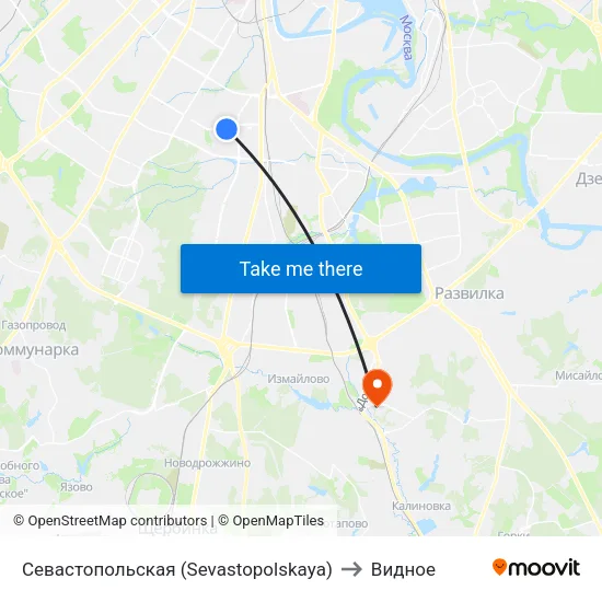 Севастопольская (Sevastopolskaya) to Видное map
