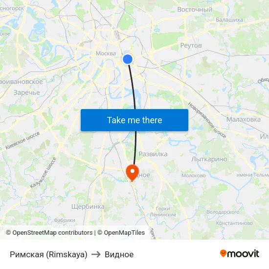 Римская (Rimskaya) to Видное map