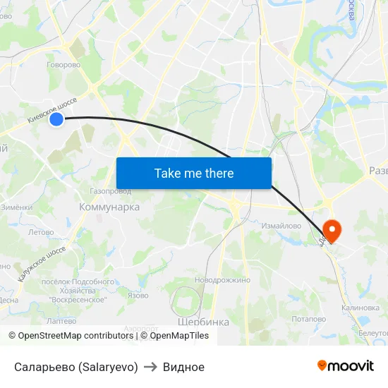 Саларьево (Salaryevo) to Видное map