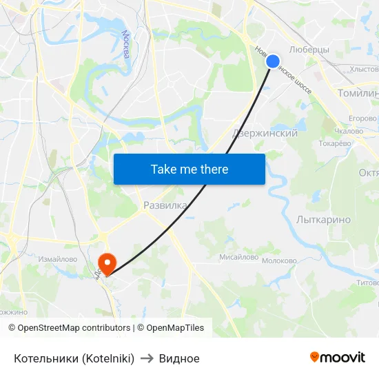 Котельники (Kotelniki) to Видное map