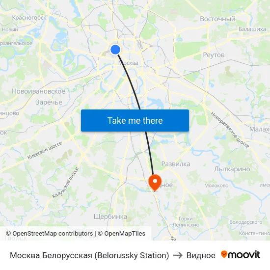 Москва Белорусская (Belorussky Station) to Видное map