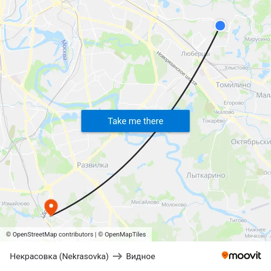 Некрасовка (Nekrasovka) to Видное map