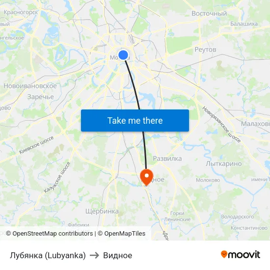 Лубянка (Lubyanka) to Видное map