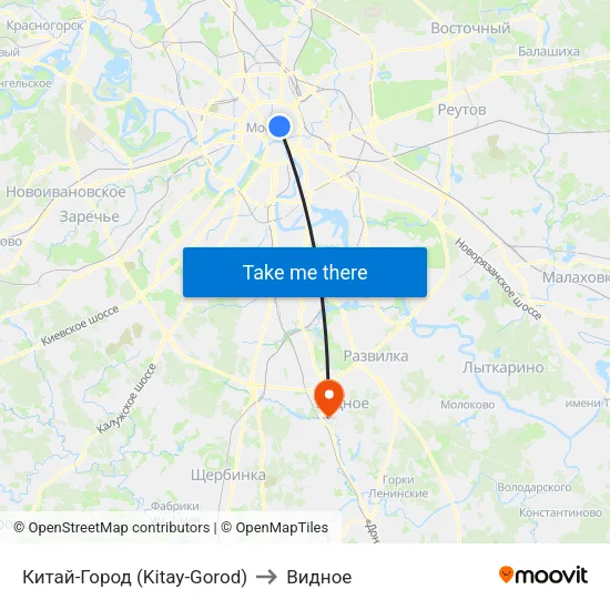 Китай-Город (Kitay-Gorod) to Видное map
