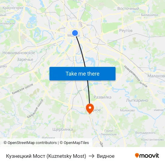 Кузнецкий Мост (Kuznetsky Most) to Видное map