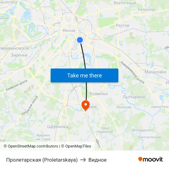 Пролетарская (Proletarskaya) to Видное map