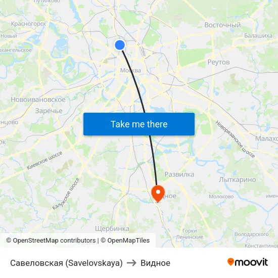 Савеловская (Savelovskaya) to Видное map
