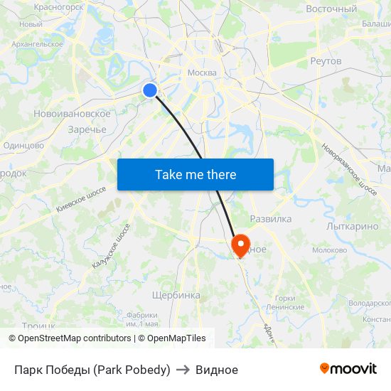 Парк Победы (Park Pobedy) to Видное map