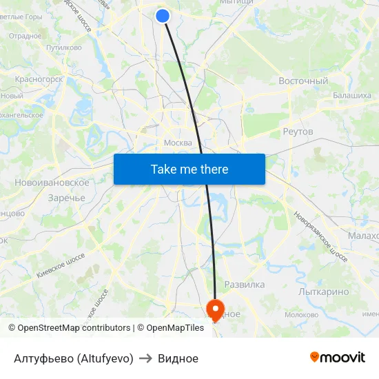 Алтуфьево (Altufyevo) to Видное map