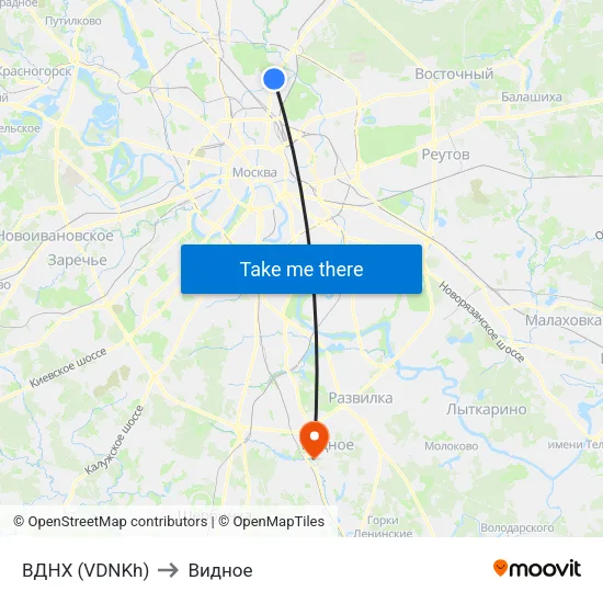 ВДНХ (VDNKh) to Видное map