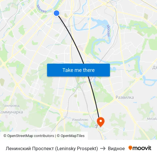Ленинский Проспект (Leninsky Prospekt) to Видное map