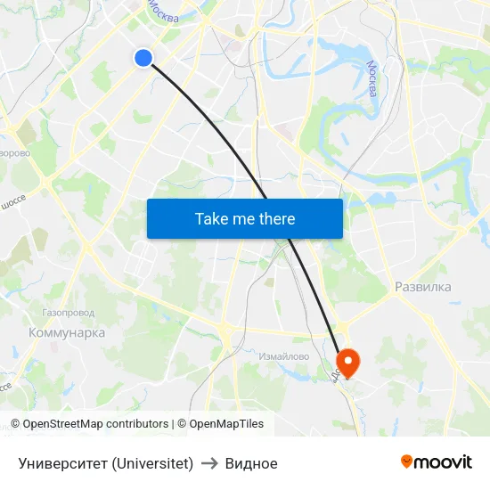 Университет (Universitet) to Видное map