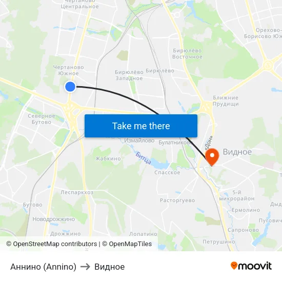Аннино (Annino) to Видное map