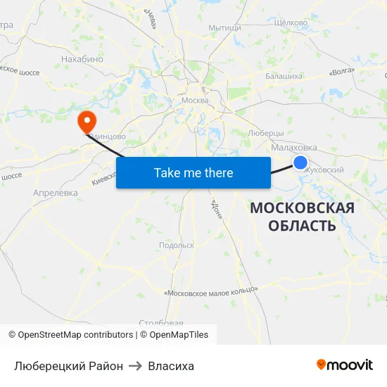 Люберецкий Район to Власиха map