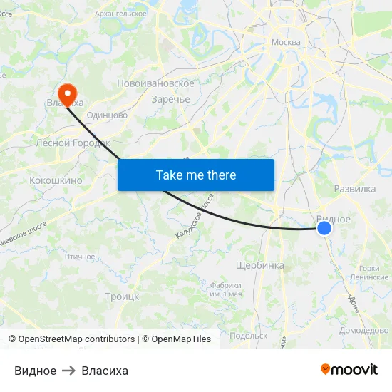 Видное to Власиха map