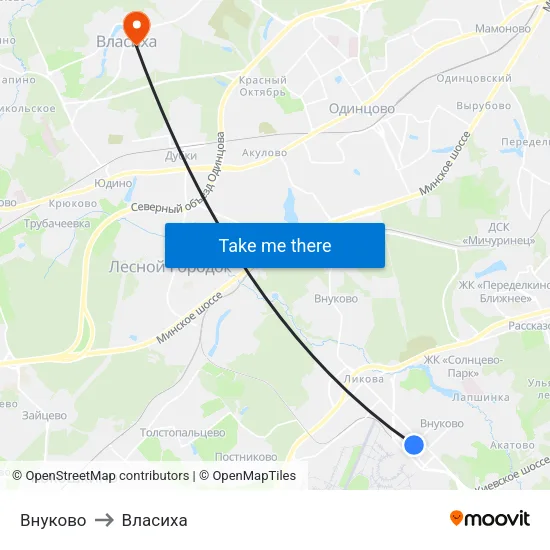 Внуково to Власиха map