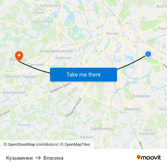 Кузьминки to Власиха map