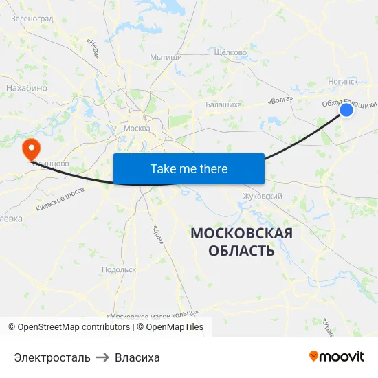 Электросталь to Власиха map