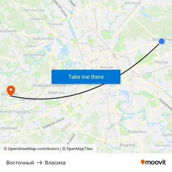 Восточный to Власиха map
