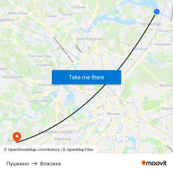 Пушкино to Власиха map
